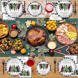 96 Pieces Buffalo Plaid Christmas Tree Tableware Set for Christmas