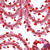 66 FT Valentine's Day Tinsel Garland Decor Red White Pink Heart