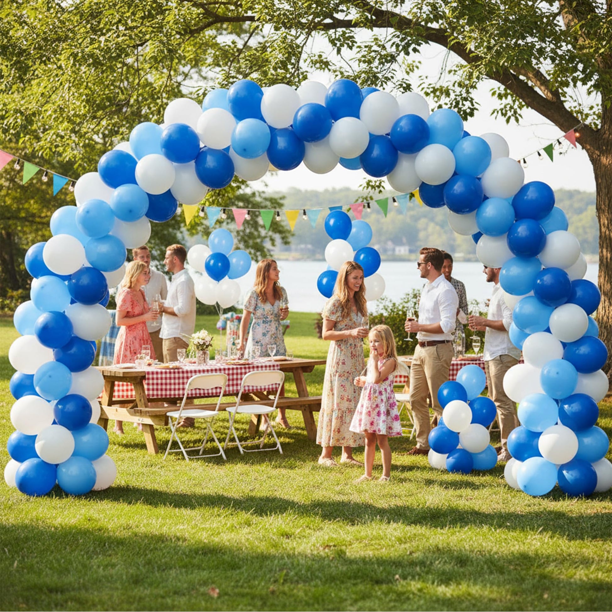 KADBANER White Blue Light blue Balloons,100 Pack 12 Inch Latex