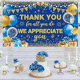 Vlipoeasn We Appreciate You Banner Decorations, Blue Gold Thank You