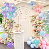 Iridescent Heart Balloons, 12Pcs 18Inch Transparent Crystal Heart