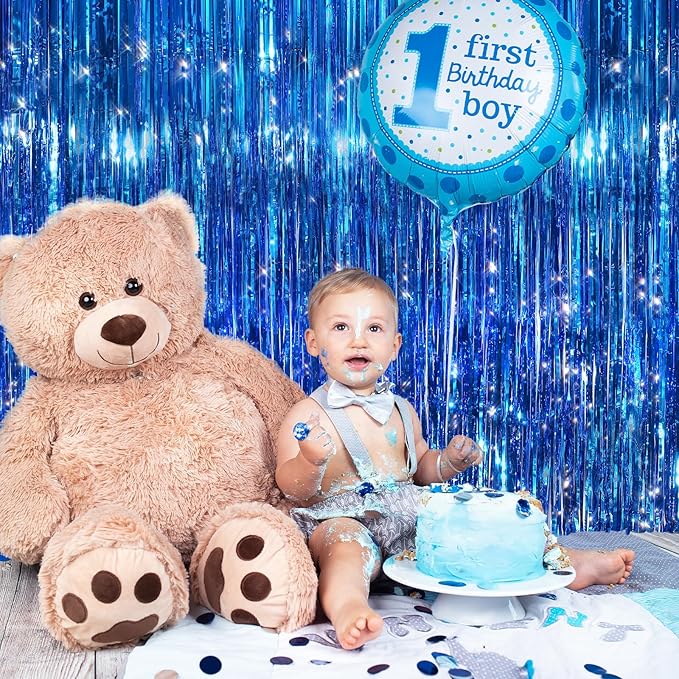 2Pack Blue Tinsel Backdrop Streamers, GCB Party Streamers Backdrop