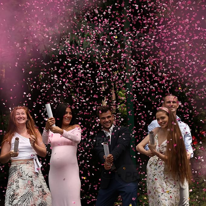 Gender Reveal Confetti Cannon Biodegradable Powder & Heart Shaped
