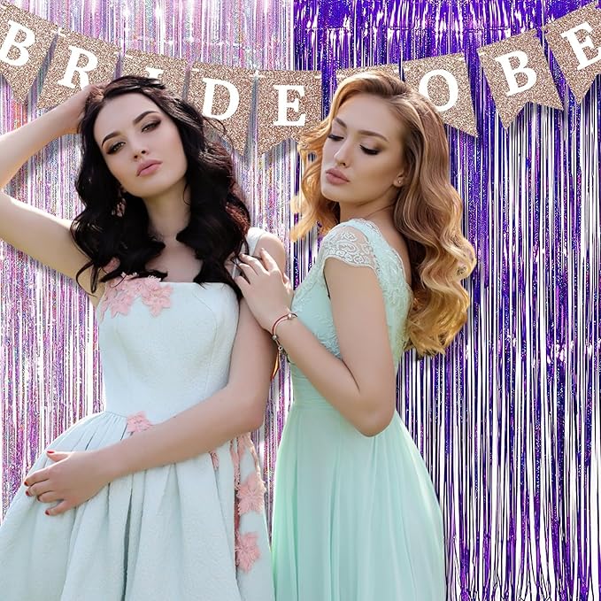 BRAVESHINE 1 Purple 1 Pink Streamers Party Backdrop - 3.2 ft x 8.2 ft