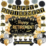 Black Gold Retirement Party Decorations Happy Retirement Banner