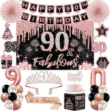 90th Birthday Decorations for Women 32PCS 90th Birthday Party