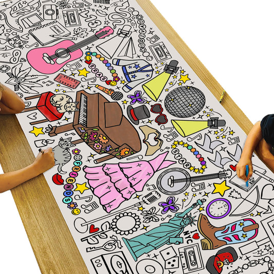 Tiny Expressions Eras Divas Coloring Tablecloth for Parties – Rolled,