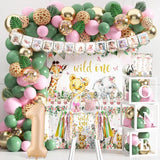 Wild One Birthday Decorations for Girls 114 Pcs Safari Jungle Theme