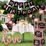 Rose Gold Birthday Party Decorations Kit for Women 4pcs birthday