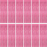 ZATAYE 12 Pack Pink Backdrop, 3.28 FT x 7.05 FT Foil Fringe Curtains,