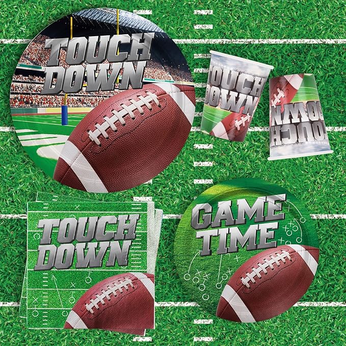 Football Party Supplies Kit Serve 25 Includes Disposable Dinner