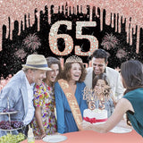 65th Birthday Decorations for Women with Banner Rose Gold Tablecloth