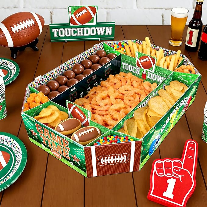 Football Party Supplies Kit Large Snack Stadium Football Plates