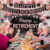 Rose Gold Retirement Decorations for Women Happy Retirement Banner
