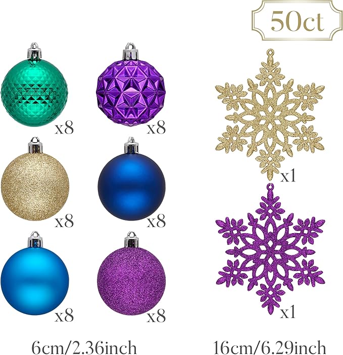 Valery Madelyn Christmas Tree Decorations Ornament Set, 50ct 2.36 #19