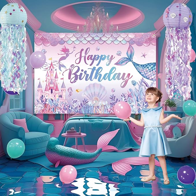 Mermaid Birthday Decorations For Women Colorful Jellyfish Lanterns