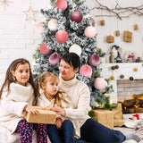 Velvet Christmas Ornaments Balls for Tree - 15pcs Pink Christmas