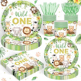 120PCS Wild One Party Supplies for Boys 1st Kids First Birthday