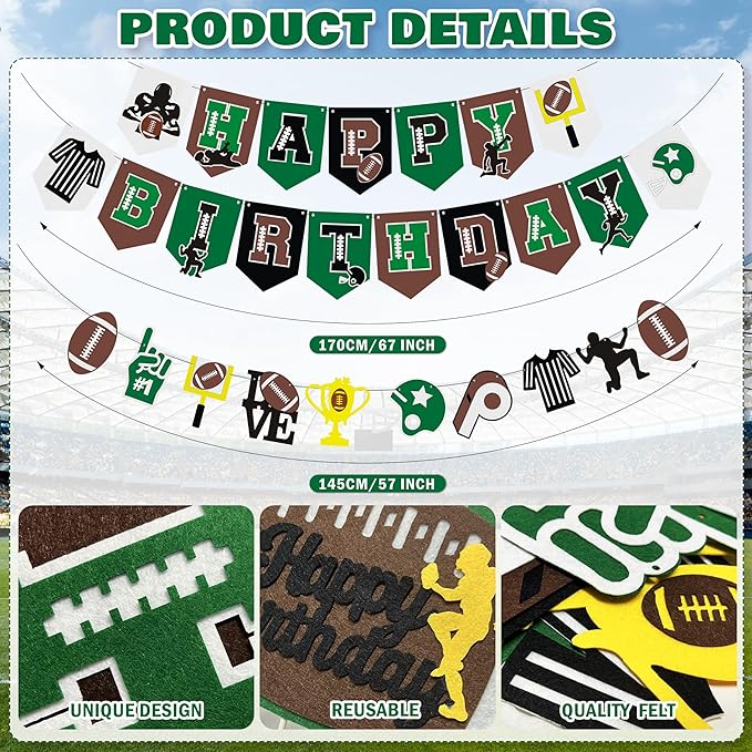 47 Pcs Football Birthday Party Decorations Football Party Supplies