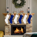 Christmas Stockings, 18 Inch White and Blue Cable Knitted Stockings