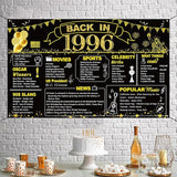 DARUNAXY 30th Birthday Black Gold Party Decoration, Back in 1996