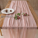 Keketoarrange 3pcs Dusty Pink Gauze Rustic Cheesecloth Table Runner