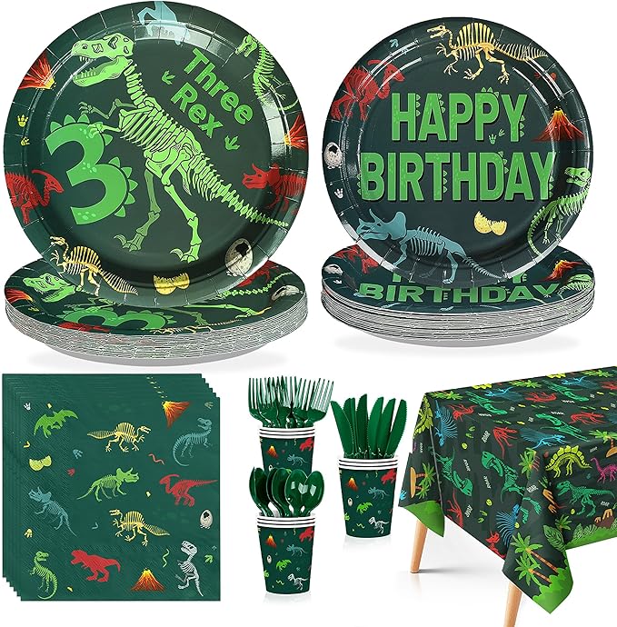 170Pcs Dinosaur Birthday Party Decorations for 3rd Boy 3 Rex