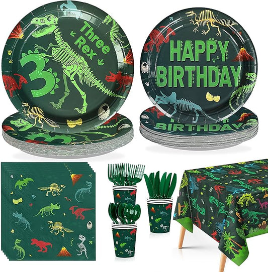 170Pcs Dinosaur Birthday Party Decorations for 3rd Boy 3 Rex