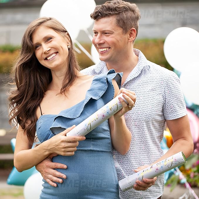 PrimePure Gender Reveal Confetti Cannon - Butterfly Confetti Popper &