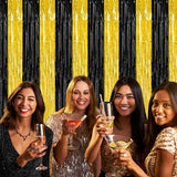2 Pack Graduation Backdrop, 3.28 FT x 7.05 FT Black and Gold Foil