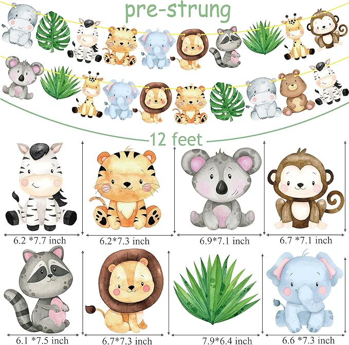Jungle Safari Banners 2pcs Safari Animals Birthday Party Cutout