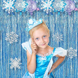 BRAVESHINE Light Blue Tinsel Foil Fringe Curtains - 2Pcs 3.2x8.2 ft