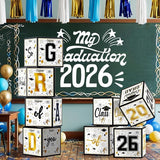 OHOME 8 Pack Graduation Decorations 2026 - Black Gold Balloon Boxes
