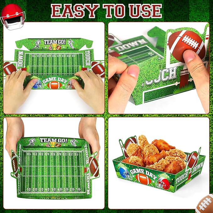 Super Football Party Decorations 2026 50 Pcs Tailgate Snack Plates