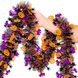 Halloween Garland Decorations 50Ft Glitter Tinsel Pumpkin Bats