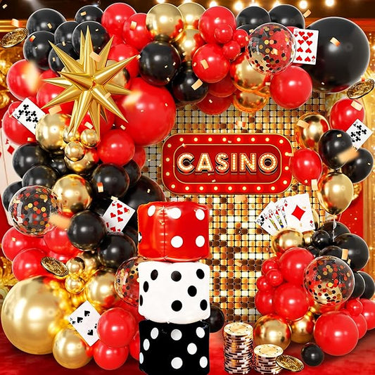 104pcs Casino Party Decorations Balloon Garland Arch Kit with 3