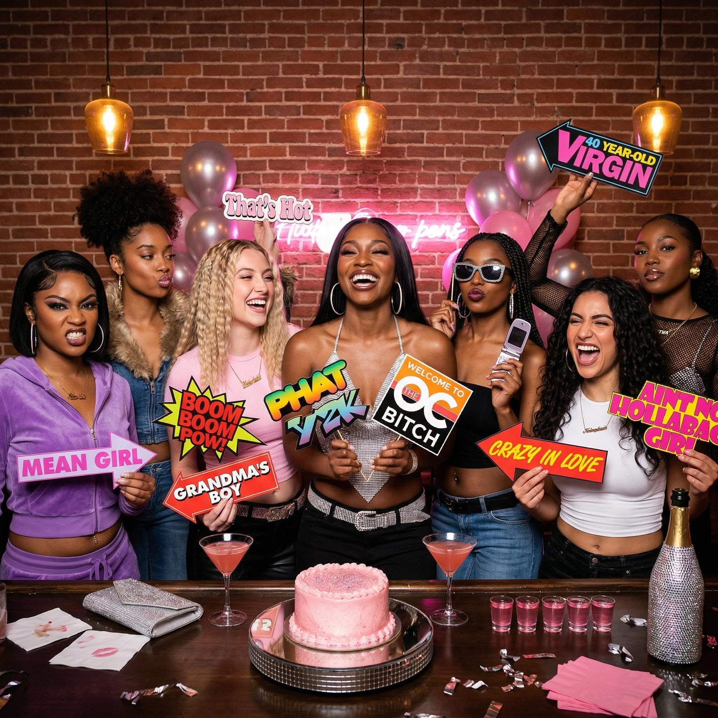 2000s Y2K Photo Booth Props - 40 Pieces - Throwback Y2K Party