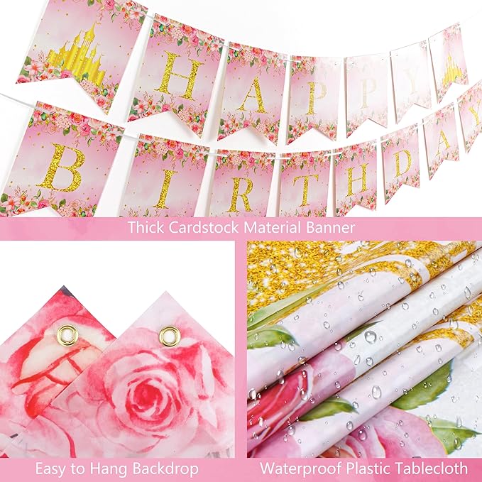 Princess Birthday Party Decorations Pastel Floral Castle Party