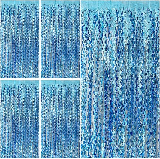 Tinsel Foil Fringe Curtains Wavy Backdrop for Parties Sparkle Metallic