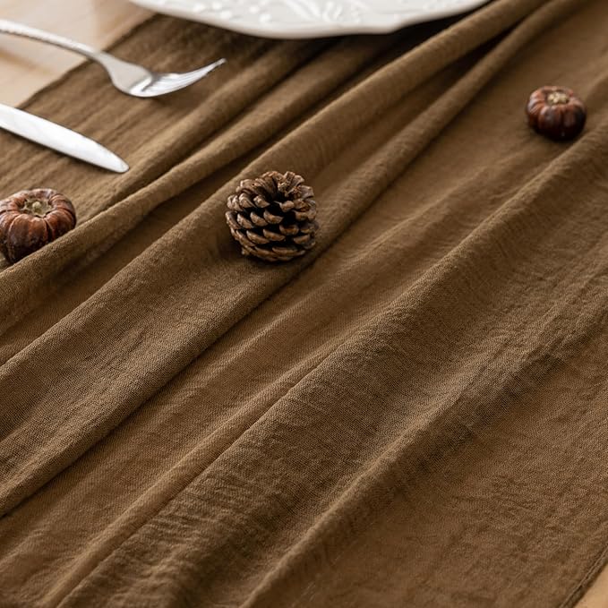 Keketoarrange 6pcs Coffee Gauze Rustic Cheesecloth Table Runner 120