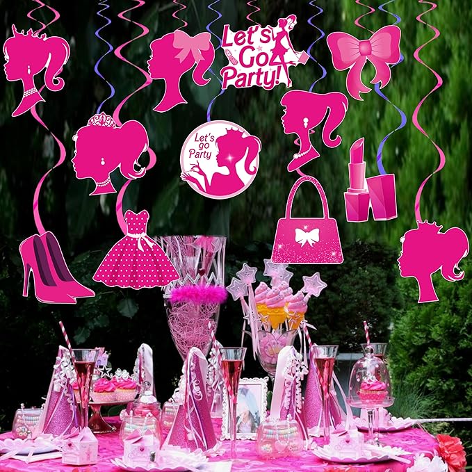 Hot Pink Girl Party Hanging Swirls Pink Party Swirl Ceilings Pink