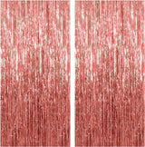 2 Pack Rose Gold Backdrop Birthday Decorations Foil Curtain