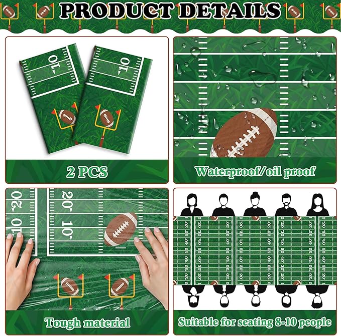 Super Game Bowl Party Decorations 2026 - Green Tablecloth for