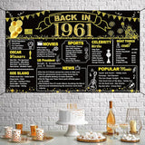 DARUNAXY 65th Birthday Black Gold Party Decoration, Back in 1961