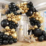 412Pcs Black and Gold Balloons Garland Arch Kit 18 12 10 5 Inch