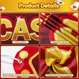 3 Pcs Casino Night Porch Sign Banner with Fringe Backdrop Curtains