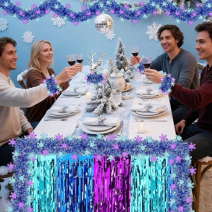 4 Pack Winter Princess Birthday Party Decorations 108 x30in Blue and