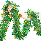 St Patricks Day Garland Decor 50Ft Glitter Tinsel Irish Shamrock