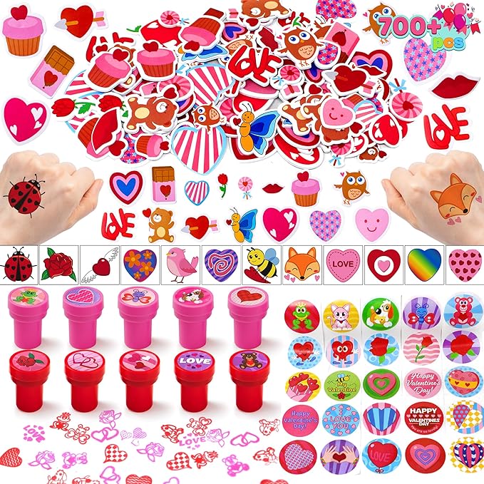 700+ Pcs Valentines Day Stickers Stampers & Tattoos Party Favor