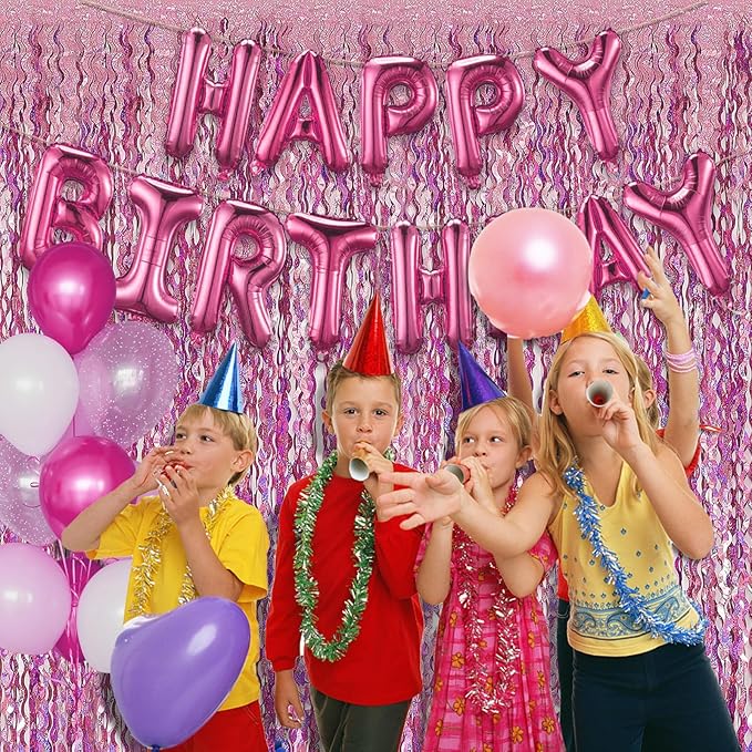Tinsel Foil Fringe Curtains Wavy Backdrop for Parties Sparkle #9